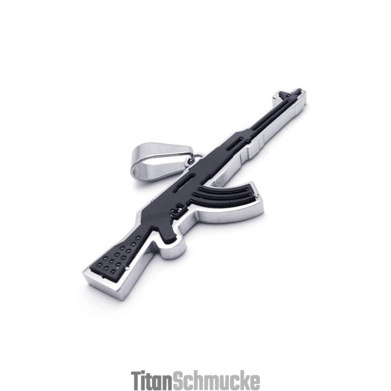 Herren-Halskette Mit Anhänger Aus Reinem Titan Mit Ak47-Gewehr Herren-Halskette Mit Anhänger Aus Reinem Titan Mit Ak47-Gewehr