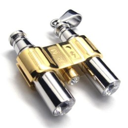 Halskette Mit Binokel-Anhänger Aus Reinem Titan In warmgelb-metallisch grau