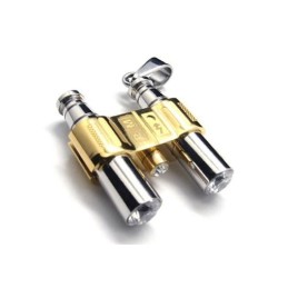 Halskette Mit Binokel-Anhänger Aus Reinem Titan In warmgelb-metallisch grau