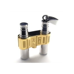 Halskette Mit Binokel-Anhänger Aus Reinem Titan In warmgelb-metallisch grau