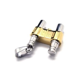 Halskette Mit Binokel-Anhänger Aus Reinem Titan In warmgelb-metallisch grau