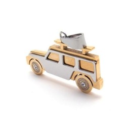 Herren-Halskette Mit Jeep-Anhänger Aus Reinem Titan, warmgelb