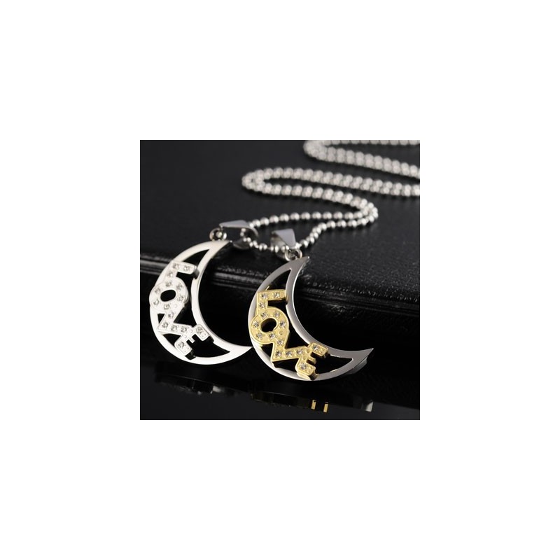 Love The Moon Sweetheart Lovers Titan Halsketten Anhänger