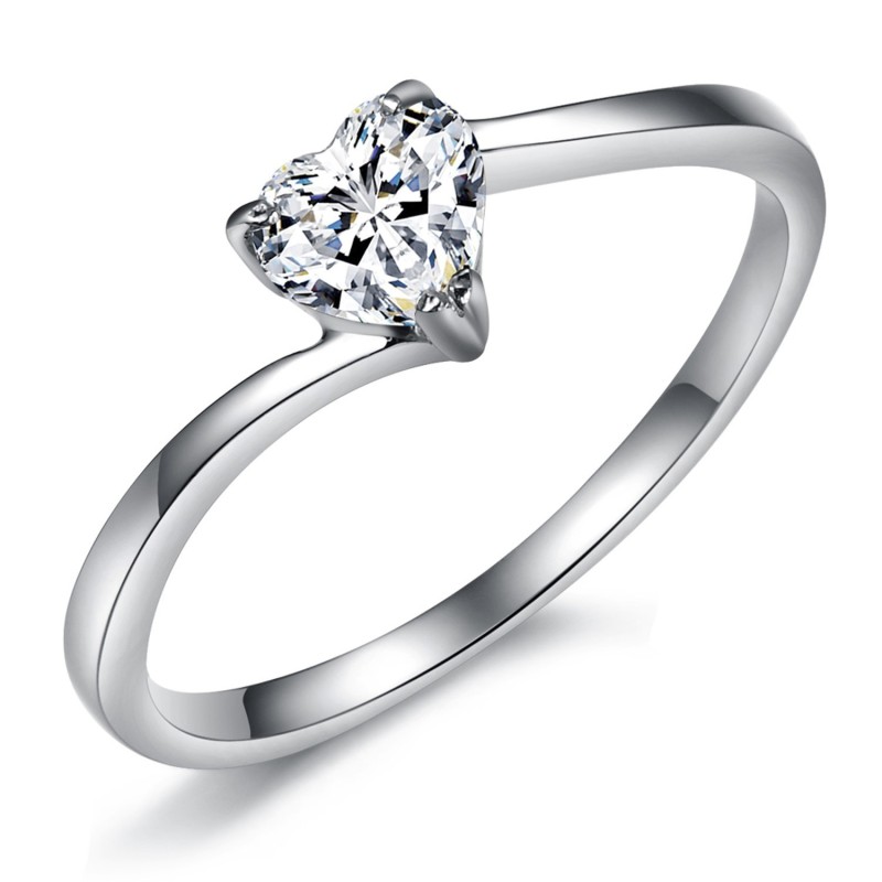 Hochwertiger Damen-Sweetheart-Titanring Mit Strass