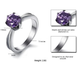 Weltweit Gut Verkaufter Damen-Titanring Mit Lila Diamant