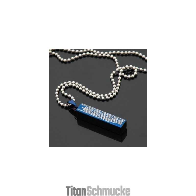 Mode Quader Blau Herren Titan Halskette Anhänger Mode Quader Blau Herren Titan Halskette Anhänger