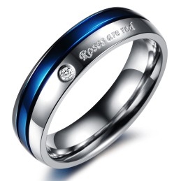 Zuverlässiger Ruf Weißer Und Blauer Titanring Für Liebhaber Mit Diamant