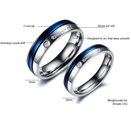 Zuverlässiger Ruf Weißer Und Blauer Titanring Für Liebhaber Mit Diamant