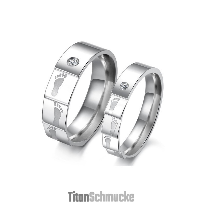 Hochwertiger Layering Titan Ring Für Verliebte Mit Strass