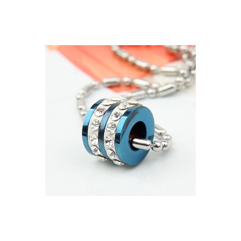Modischer Blauer Ring Mit Diamant-Titan-Anhänger Und Halskette