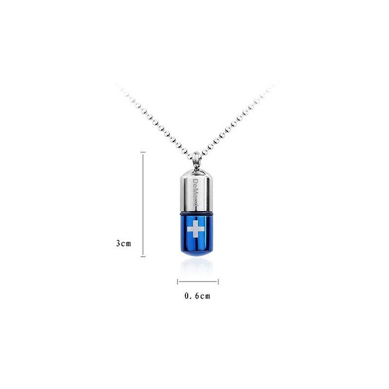 Blaue Halskette Mit Kreuzanhänger Aus Reinem Titan In metallisch grau
