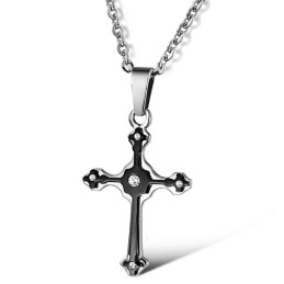 Hochwertige Titan-Halskette Mit Weiblichem Kreuz Und Strass