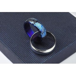 Blau Und metallisch grau Kreuz Bibel Ringe Titan Anhänger Und Halskette