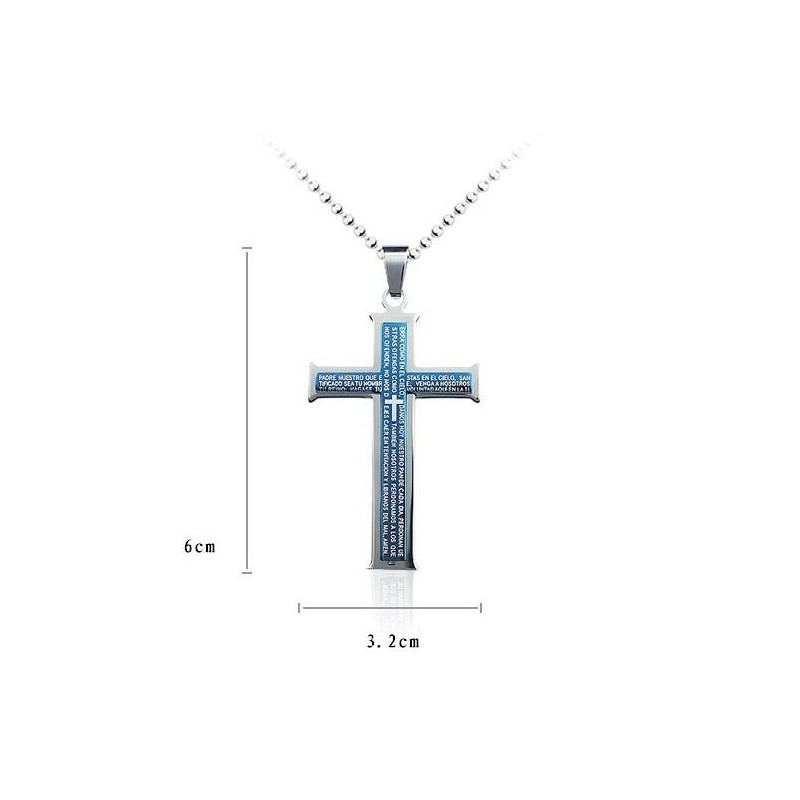 Bibel Blau Und metallisch grau Kreuz Titan Anhänger Und Halskette