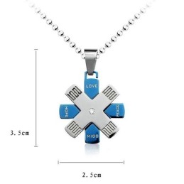 Love Hope Rudder Blau Und metallisch grau Titan Anhänger Und Halskette
