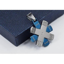 Love Hope Rudder Blau Und metallisch grau Titan Anhänger Und Halskette