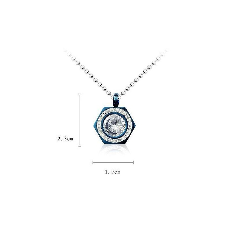 Halskette Mit Anhänger Aus Reinem Titan Und In Blau Mit Hexagramm