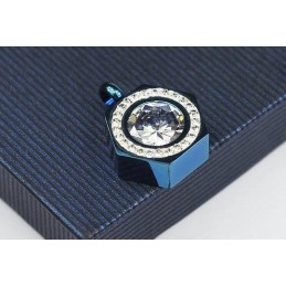 Halskette Mit Anhänger Aus Reinem Titan Und In Blau Mit Hexagramm
