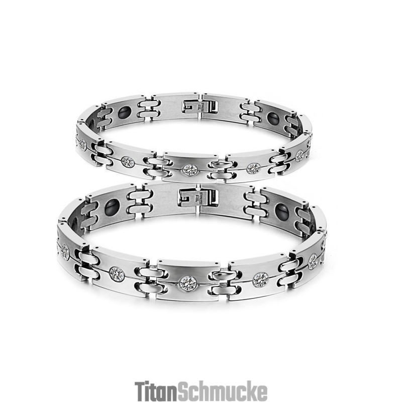 Stabiles Qualitäts-Gesundheits-Titan-Armband Für Liebhaber Mit Strass