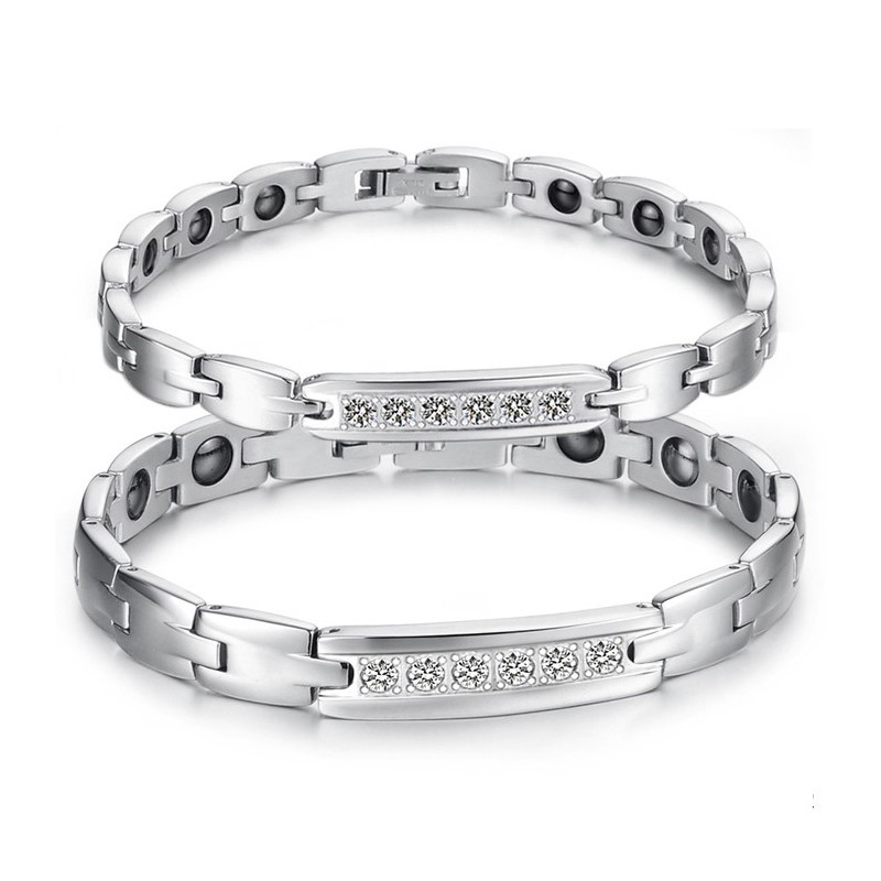Zuverlässige Qualität Gesundheit Titan Lodestone Armband Für Liebhaber Mit Strass