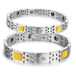 Hochwertiges Titan-Magnetstein-Armband Für Liebhaber Mit Strass