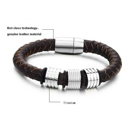 Hochwertiger Brauner Titan-Lederarmreif