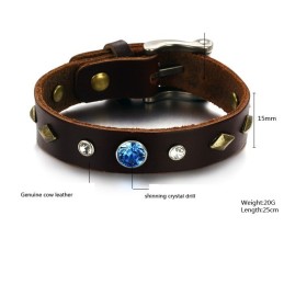 Langlebig Im Gebrauch Retro Titan Leder Armreif Mit Strass