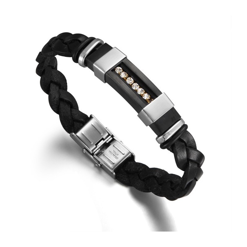 Reliable Reputation Herren-Armreif Aus Schwarzem Titanleder