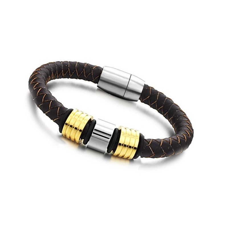 Hochwertiger Brauner Titan-Lederarmreif Für Männer Hochwertiger Brauner Titan-Lederarmreif Für Männer