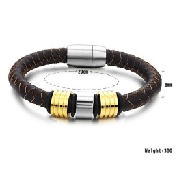 Hochwertiger Brauner Titan-Lederarmreif Für Männer