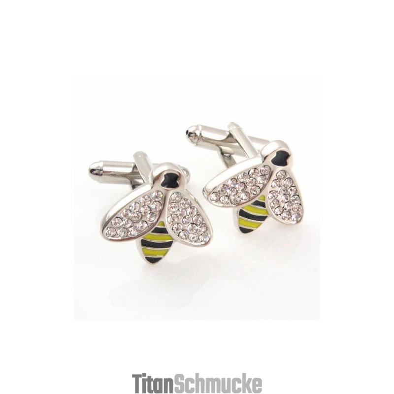 Manschettenknöpfe Aus Titan Und Diamanten In Bienenform Manschettenknöpfe Aus Titan Und Diamanten In Bienenform