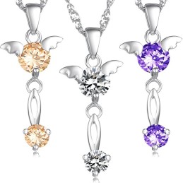 Stabile Qualität Weibliche Lila Platin Beschichtung Titan Halskette Mit Diamant