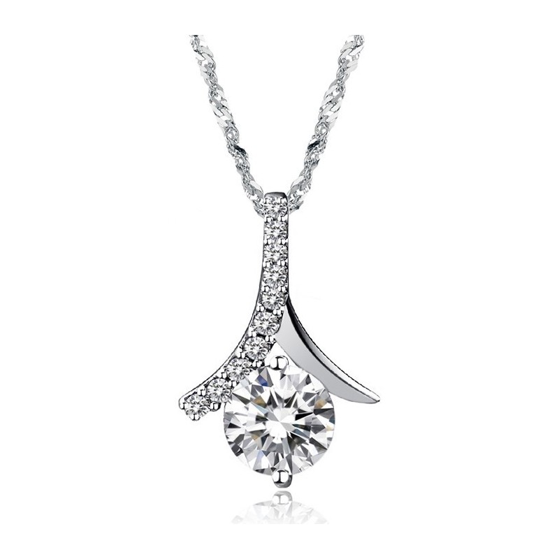 Hochwertige Damen-Halskette Aus Platiniertem Titan Mit Diamant