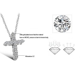 Zuverlässiger Ruf Weibliches Kreuz Platinierte Titanhalskette Mit Strass