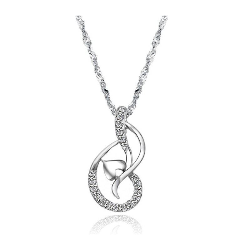 Hochwertige Weibliche Platin-Plattierungs-Titan-Halskette Mit Strass