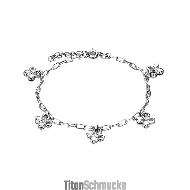 Die Königin Der Qualität Weibliches Fußkettchen In Kleeblattform Aus Platiniertem Titan Die Königin Der Qualität Weibliches Fußkettchen In Kleeblattform Aus Platiniertem Titan
