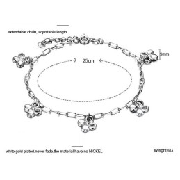 Die Königin Der Qualität Weibliches Fußkettchen In Kleeblattform Aus Platiniertem Titan