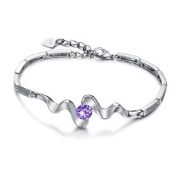 Hochwertiges Weibliches Lila Platiniertes Titanarmband Mit Diamant