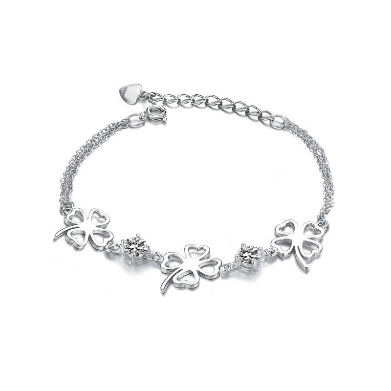 Die Königin Der Qualität Weibliches Kleeblatt-Form Platiniertes Titanarmband Mit Diamant