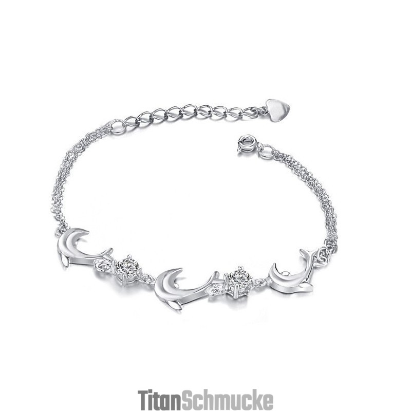 Qualität Und Quantität Gesichert Weibliche Delphin Form Platin Platinierung Titan Armband Mit Kristall