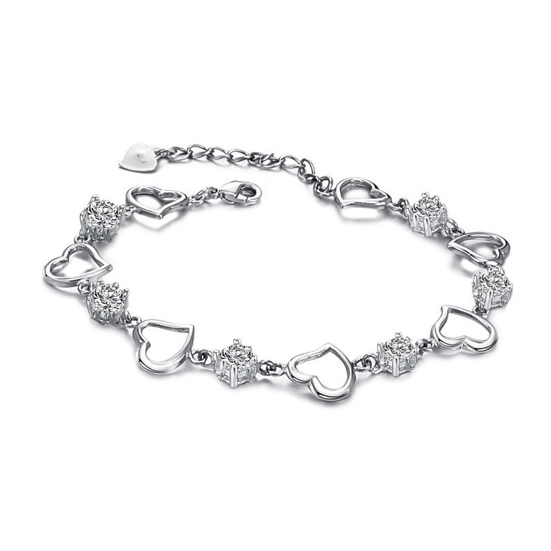 Hochwertiges Weibliches Sweetheart-Armband Aus Platiniertem Titan Mit Diamant