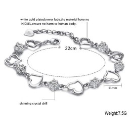 Hochwertiges Weibliches Sweetheart-Armband Aus Platiniertem Titan Mit Diamant
