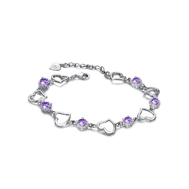 Zuverlässige Qualität Weibliche Elegante Platin Beschichtung Titan Armband Mit Lila Diamant Zuverlässige Qualität Weibliche Elegante Platin Beschichtung Titan Armband Mit Lila Diamant