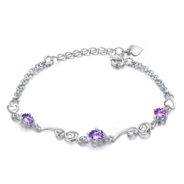 Hochwertiges Weibliches Lila iertes Titanarmband Mit Diamant