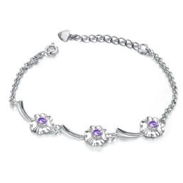 Zuverlässige Leistung Weibliche Kleeblatt Form Platin Überzogen Titan Armband Mit Diamant