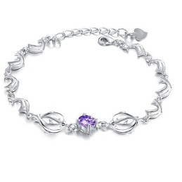Langlebig Im Gebrauch Weibliches Delphin-Form-Platin-Titan-Armband Mit Diamant