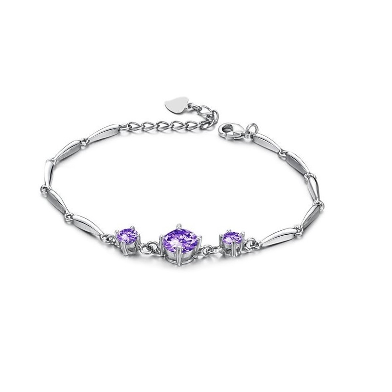 Stabile Qualität Weibliche Lila Platin Beschichtung Titan Armband Mit Diamant