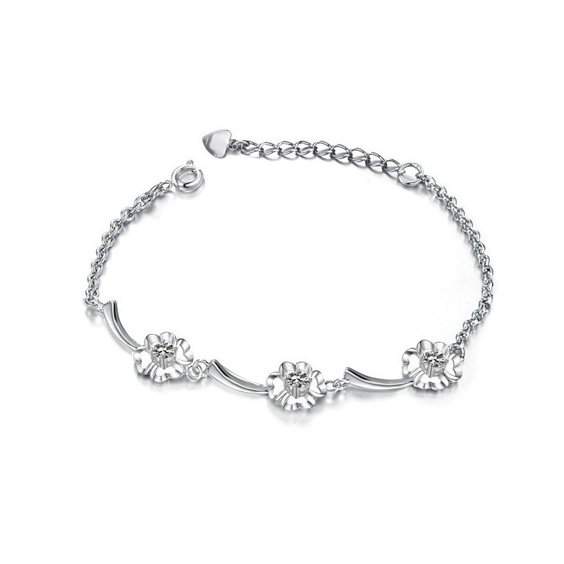 Langlebiges, Weibliches, Platiniertes Titanarmband In Kleeblattform