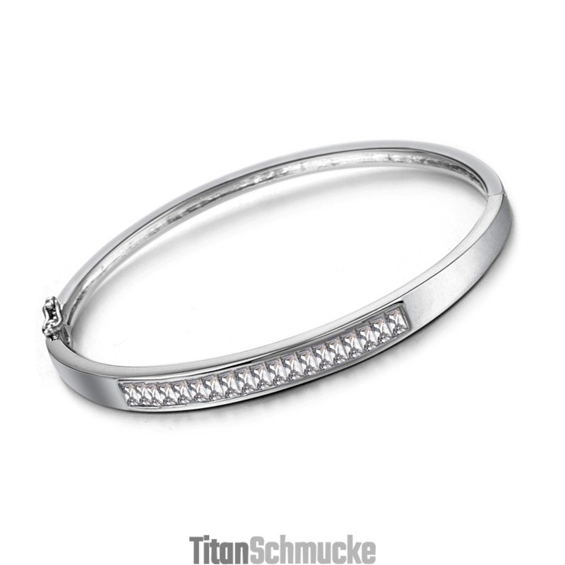 Zuverlässiger Qualitätsarmreif Aus Platiniertem Titan Für Damen, Allergiefrei, Mit Diamant Zuverlässiger Qualitätsarmreif Aus Platiniertem Titan Für Damen, Allergiefrei, Mit Diamant