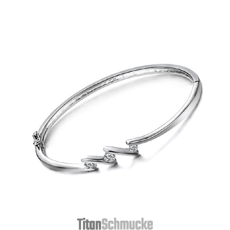 Qualität Und Quantität Garantiert, Allergiefrei, Platin-Plattiert, Titan-Armreif Mit Strasssteinen
